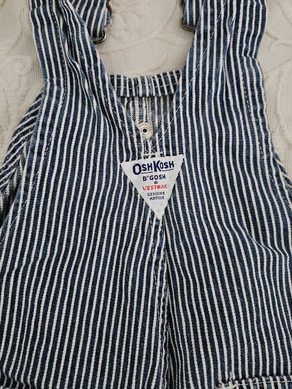 OshKosh B'gosh Blue & White Striped Kids Overalls - Picture 7 of 9